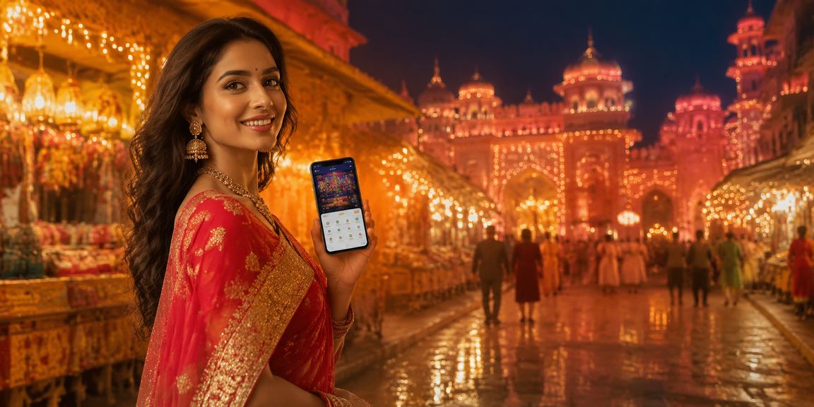 IPL cricket lover playing sports betting on mobile in Jaipur's vibrant market